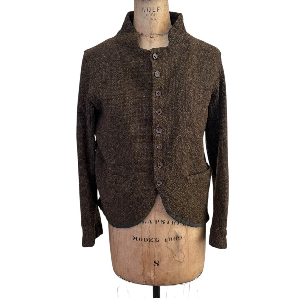 CP Shades Olive Green Button Front Textured Blazer